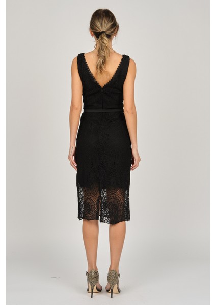Kadın Kolsuz Dantel Abiye Elbise 5271985 Siyah indirimleri