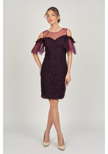 Kadın Dantel Abiye Elbise 5279662 Mürdüm