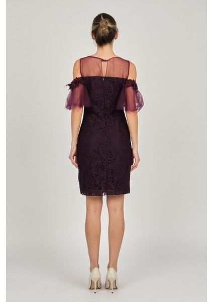 Kadın Dantel Abiye Elbise 5279662 Mürdüm indirimleri