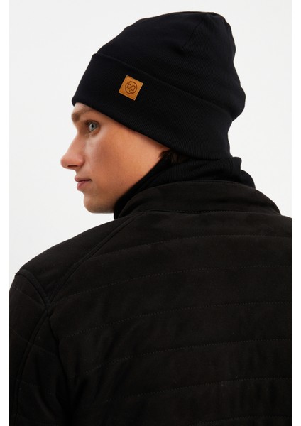 Siyah Erkek Balıkçı Style Pamuklu Kaşkorse, Terletmez, Ultra Hafif, Yumuşak Bere Boyunluk Takım indirimleri