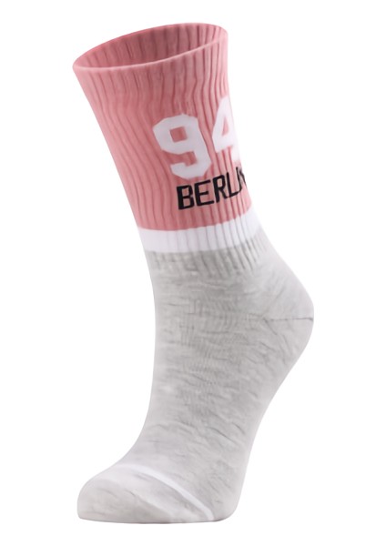 Yazlık %80 Pamuk Berlin 94 Yazı Işlemeli Eğlenceli Kadın Çorap