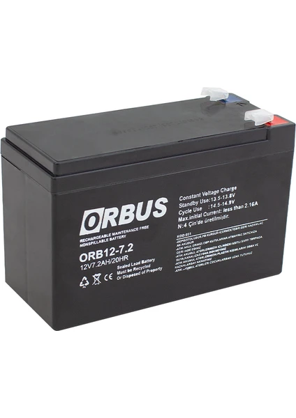 Akü 12 Volt 7.2 Amper Orbus Upsler Için ORB12-7.2 (150 x 65 x 90 Mm)