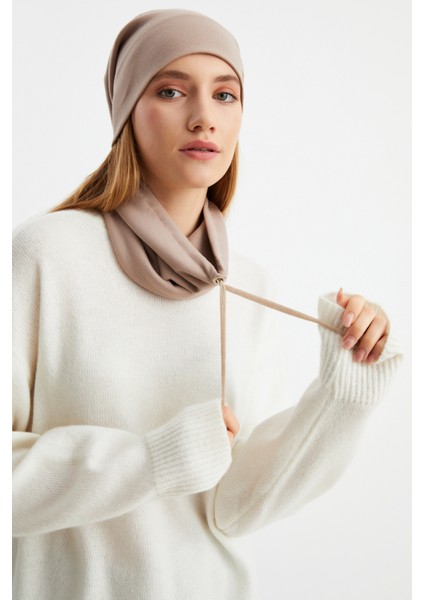 Sütlü Kahve Kadın Pamuklu Kaşkorse, Terletmez, Ultra Hafif ve Yumuşak Bere Boyunluk Takım fırsatları