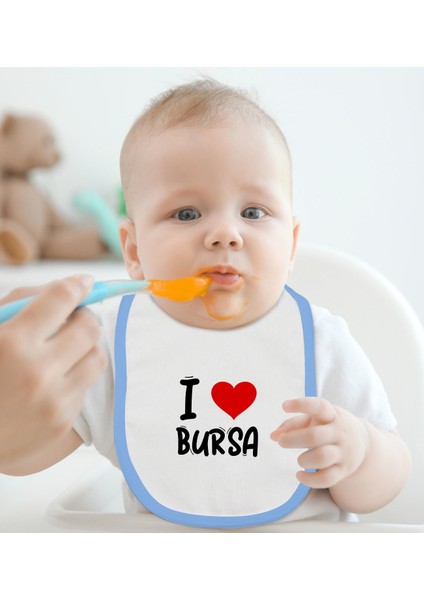 Kids I Love Bursa Tasarımlı Mavi Bebek Mama Önlüğü - Model 1 fiyatları