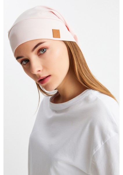Pudra Kadın 4 Mevsim Pamuklu, Esnek, Ultra Yumuşak Hafif, Terletmez, Ip Detaylı Penye Şapka