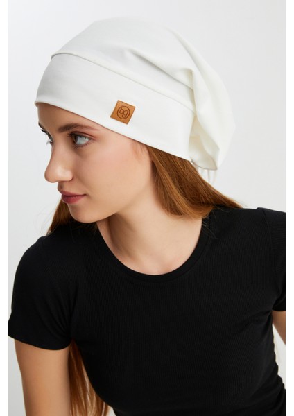 Beyaz Kadın 4 Mevsim Pamuklu, Esnek, Ultra Yumuşak Hafif, Terletmez, Ip Detaylı Penye Şapka