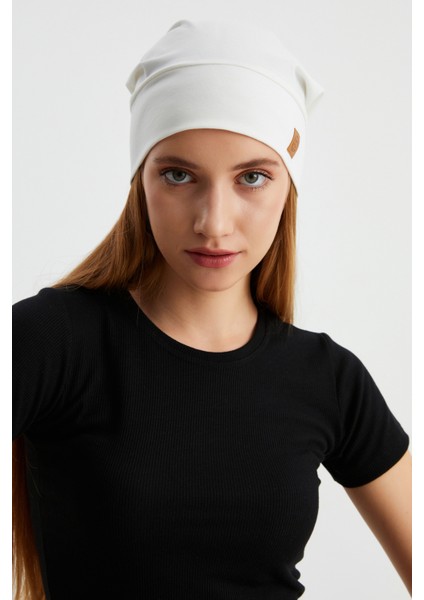 Beyaz Kadın 4 Mevsim Pamuklu, Esnek, Ultra Yumuşak Hafif, Terletmez, Ip Detaylı Penye Şapka fırsatları