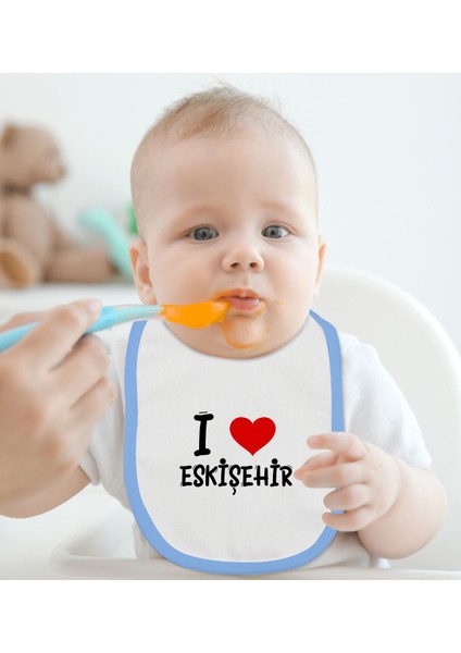 Kids I Love Eskişehir Tasarımlı Mavi Bebek Mama Önlüğü - Model 1 fiyatları