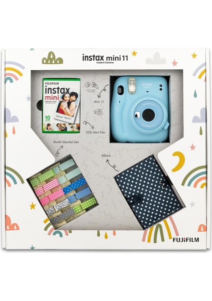 Fujıfılm - Instax Mini 11 Akordiyon Albüm ve Mandallı Mavi Box modelleri