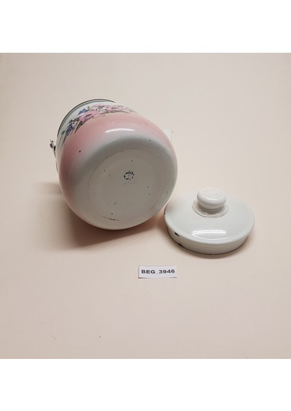 Avrupa Pembe Çiçekli Çinko -Emaye Büyük Boy Çaydanlık BEG_3946