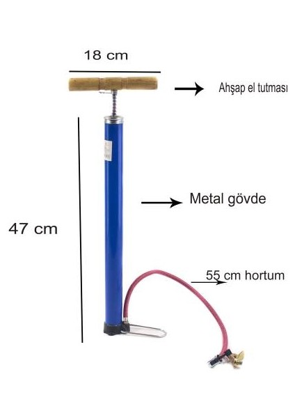 Pompa El Pompası Metal Büyük Boy 47 cm Pompa