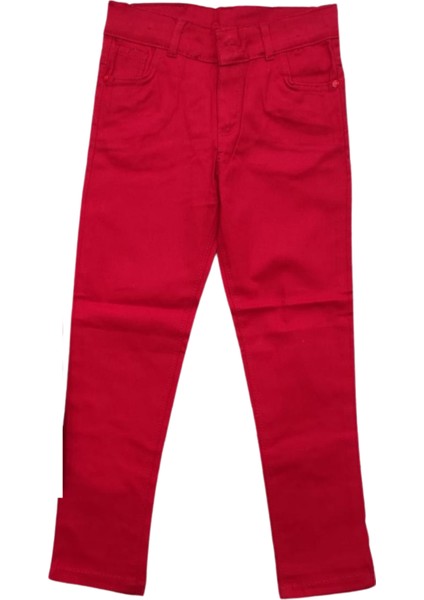 Erkek Çocuk Gabardin Pantolon Kirmizi Soft Giyim 8-14 Yaş