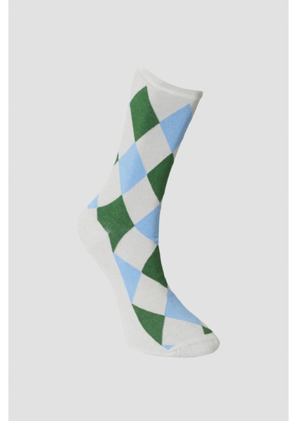 ALTINYILDIZ CLASSICS Erkek Yesıl Mavı Grı Desenli Bambulu Casual Çorap