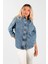 Oversize Kadın Jean Ceket Mavi 2