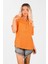 Kadın Dökümlü Keten Gömlek Turuncu 1