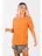 Kadın Dökümlü Keten Gömlek Turuncu 3