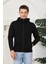 Erkek Siyah Fermuarlı Kapüşonlu Sweatshirt 4