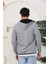 Erkek Gri Fermuarlı Kapüşonlu Sweatshirt 5