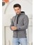 Erkek Antrasit Melanj Fermuarlı Kapüşonlu Sweatshirt 4