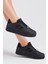 Unisex Siyah Siyah Yanı Çizgili Bağcıklı Rahat Kalıp Sneaker 2