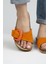 Alandra Kadın Deri Tek Bant Turuncu Terlik 4