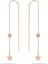 Gümüş Rose Zirkon Taşlı 11 cm Yıldız Sallantılı Zincirli Küpe DGN20940 1