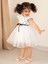 Kalp Desenli Tüllü Kız Çocuk Beyaz Yazlık Elbise 1