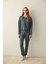 Dark Grey Waffle Pantolon Pijama Seti 1