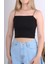 Ip Askılı Siyah Basic Crop Bluz 1