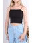 Ip Askılı Siyah Basic Crop Bluz 2
