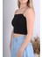 Ip Askılı Siyah Basic Crop Bluz 3