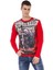 CL452 Taşlı Baskılı Kırmızı Ince Sweatshirt 1