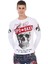 CL454 Taşlı Kurukafa Ince Beyaz Sweatshirt 1