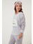 Baskılı Puantiyeli Saç Bantlı Peluş Pijama Takımı Bayan Pijama Takımı 6094120 3