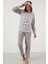 Baskılı Puantiyeli Saç Bantlı Peluş Pijama Takımı Bayan Pijama Takımı 6094120 4