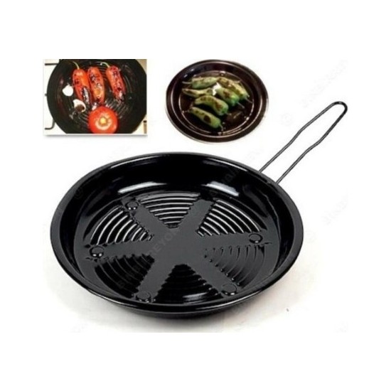 Cherche Elite Home Emaye Közleme Tavası 32 cm Siyah Renkli Sabit Saplı Kolay Temizlenebilir Malzeme