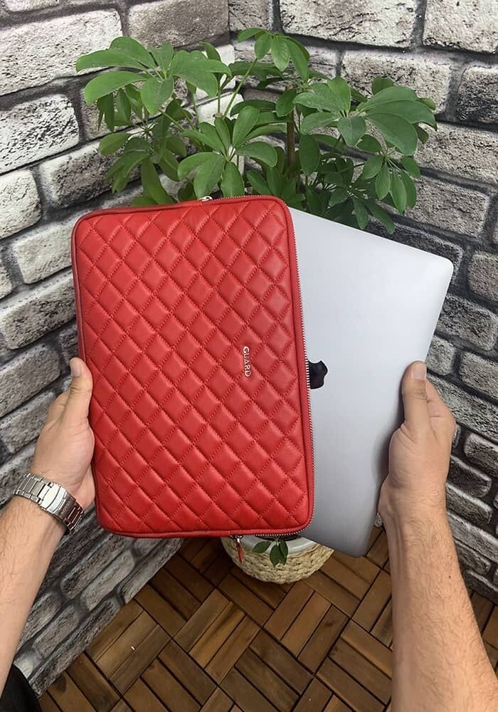 Guard Leather Guard Kırmızı Capitone Clutch Çanta