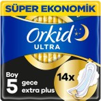 Orkid Ultra Gece Extra Plus (Boy 5) Kanatlı Hijyenik Ped 14'lü