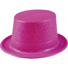Nefertiya Pembe Renk Uzun Plastik Simli Parti Şapkası