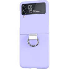 Microcase Samsung Z Flip 3 Parmak Tutuculu Plastik Kılıf - AL3006 Lila