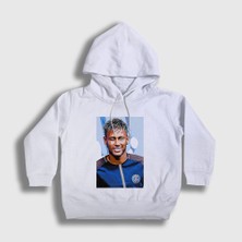 Presmono Unisex Çocuk Beyaz Poster Soccer Futbol Neymar Jr Kapüşonlu Sweatshirt