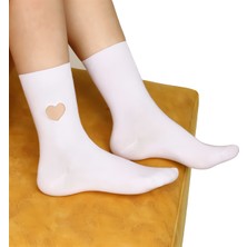 Bolero 4 Mevsim Kalp Desen Işlemeli Hediyelik ve Günlük Kadın Çorabı