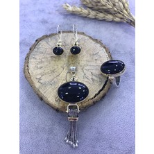 Nsa Gümüş Siyah Oniks Taşlı Gümüş Set 925 Ayar Orijinal Taş