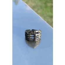 Trend Collection Mat Siyah İskelet Parmağı Ayarlanabilir Yüzük
