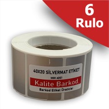 Kalite Barkod 40X20 Silvermat Etiket | 6 Rulo Demirbaş Etiketi