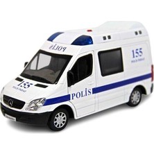 Vardem Sesli Işıklı Çek Bırak Metal Polis  Ekip Arabası - 588B-POLIS