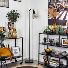 Riolight  Retro Siyah Kafes Metal Lambader Köşe Lambası