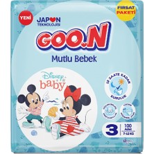 Goon Bebek Bezi Mutlu Bebek 3 Numara 7-12 kg Aylık Fırsat Paketi 100'lü