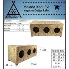 Melada Kedi Evi Dış Ortam Uygun 3'lü Ahşap Kedi Evi Osb 93X41X39 cm