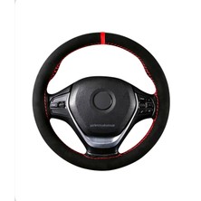 Gürler Oto Kılıf ve Aksesuar Opel Corsa D 2006-2014 Alkantara Dikmeli Direksiyon Kılıf Kırmızı